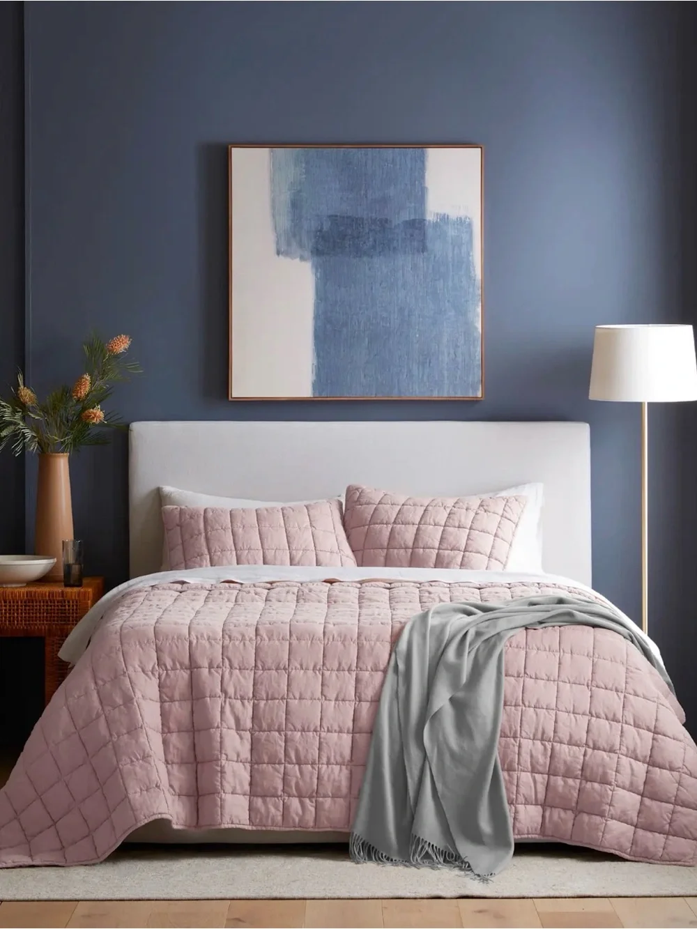 NWOT Dusty Mauve European Linen Box King Sham Set - Retail $70